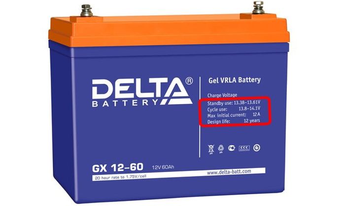 Аккумулятор с указанием максимального зарядного напряжения.